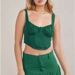 Valia Emerald Green Corset Crop Top